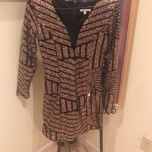 Black and Gold Sequin Dress - Size XS